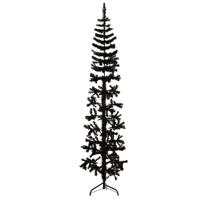 VidaXL Kunstkerstboom half met standaard smal 210 cm zwart