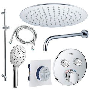 GROHE Grohtherm Regendoucheset opbouw - hoofddouche 20 cm - handdouche rond - wandarm - glijstang 90 cm - chroom sw105953 SW104917  SW696254 SW496814 SW767373 SW76