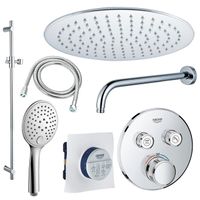 GROHE Grohtherm Regendoucheset opbouw - hoofddouche 20 cm - handdouche rond - wandarm - glijstang 90 cm - chroom sw105953 SW104917  SW696254 SW496814 SW767373 SW76