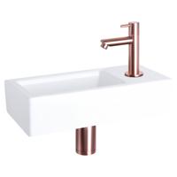 Differnz Ravo fonteinset keramiek - kraan recht - 38.5 x 18.5 x 9 cm - rood koper