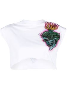 Philipp Plein t-shirt Love Tattoo à coupe crop - Blanc