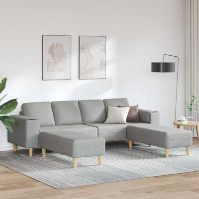 Bankstel 3 pcs Wolken grijs Stof