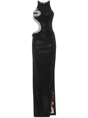 Philipp Plein robe longue à ornements en cristal - Noir