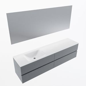 MONDIAZ VICA 190cm badmeubel onderkast Plata 4 lades. Wastafel CLOUD links zonder kraangat, kleur Talc met spiegel LED.