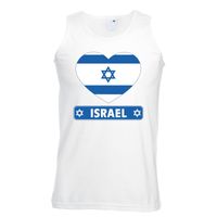Israel hart vlag singlet shirt/ tanktop wit heren - thumbnail