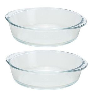 2x Ovenschalen rond glas 2,1 liter