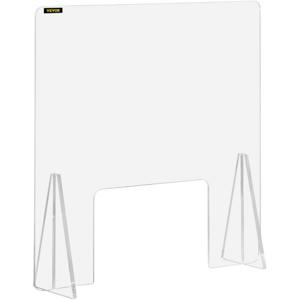 VEVOR Sneeze Guard Shield, 60,96 x 60,96 cm Bureauverdeler, Acryl Bureauscheidingswand, met 20,32 x 30,48 cm Venster en 2 Stuks Sokkels, Veel Gebruikt in Banken, Klinieken, Scholen, Kantoren, Hotels