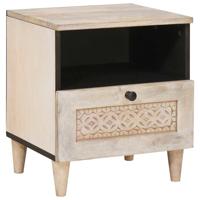 Nachtkastje met lade Beige 40 x 33 x 46 cm massief mangohout