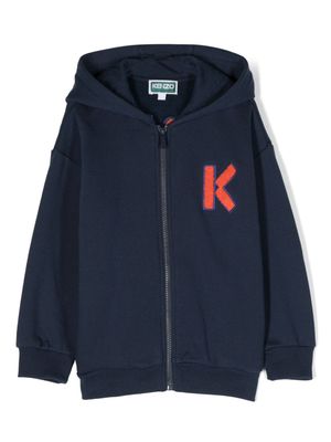 Kenzo Kids veste zippée à patch logo - Bleu