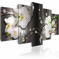 Schilderij - Orchidee , 5 luik, Grijs/Wit/Oranje, 2 maten, Premium print - thumbnail