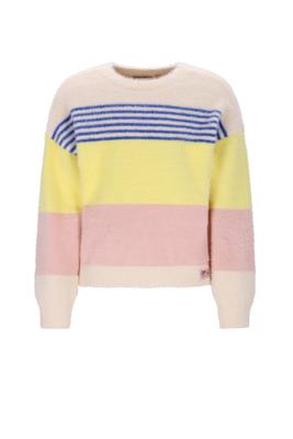 NoNo winter sweater meisjes - wit - Kendra - fluffy, gestreept