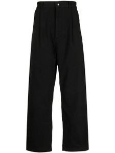 izzue pantalon droit à détails de plis - Noir