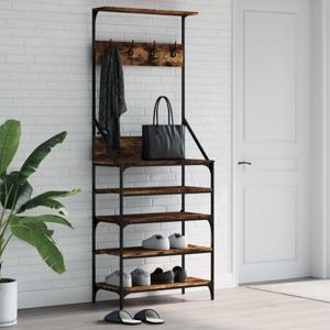 VidaXL Kledingrek met schoenenrek 70x34x184 cm gerookt eikenkleurig