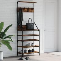 VidaXL Kledingrek met schoenenrek 70x34x184 cm gerookt eikenkleurig