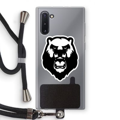 Angry Bear (white): Samsung Galaxy Note 10 Transparant Hoesje met koord