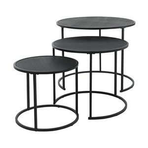 Bijzettafel/plantenstandaard set - 3x stuks - zwart - metaal