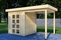 Prime Line blokhut 250x250 cm + luifel 250 cm- Plat dak- Onbehandeld vurenhout- Van Kooten - Van Kooten