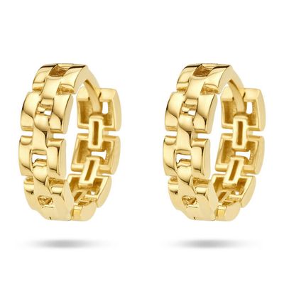 Klapoorringen Schakelmotief geelgoud 4 x 13 mm