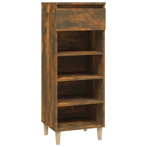 The Living Store Schoenenkast - Gerookt Eiken - 40x36x105cm - Bewerkt hout en massief eucalyptushout