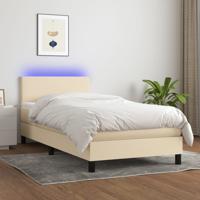 Boxspring met matras en LED stof crèmekleurig 100x200 cm