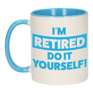 Pensioen kado mok blauw I'm retired do it yourself ! 300ml