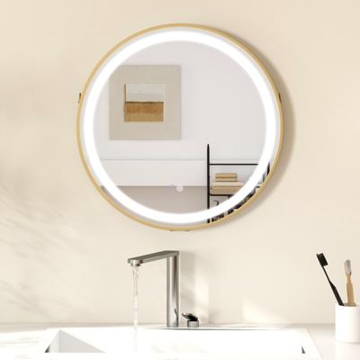 Badkamerwandspiegel 60 x 60 cm Ronde Wandspiegel 3 Kleuren LED-Licht Geheugenfunctie Decoratieve Spiegel