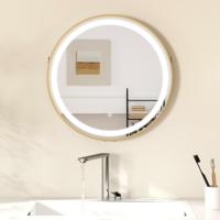 Badkamerwandspiegel 60 x 60 cm Ronde Wandspiegel 3 Kleuren LED-Licht Geheugenfunctie Decoratieve Spiegel Badkamerwandspiegel 60 x 60 cm Ronde Wandspiegel 3 Kleuren LED-Licht Geheugenfunctie Decoratieve Spiegel