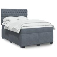 Boxspring met matras fluweel donkergrijs 140x190 cm