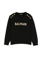 Balmain Kids pull à patch logo - Noir - thumbnail