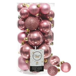 Decoris kerstballen 44x stuks oudroze 3-4-5-6 cm kunststof