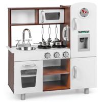Keukenset voor Kinderen Realistische Geluiden en Lichten Gemaakt van Hout Fornuis Magnetron Oven Ijsmachine Telefoon Klok Gootsteen