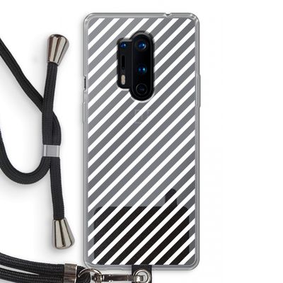 Strepen zwart-wit: OnePlus 8 Pro Transparant Hoesje met koord