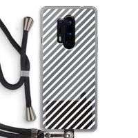 Strepen zwart-wit: OnePlus 8 Pro Transparant Hoesje met koord