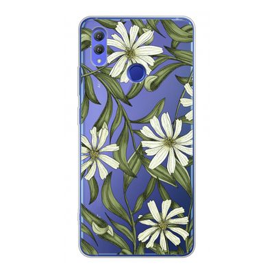 Wit bloemenpatroon: Honor Note 10 Transparant Hoesje