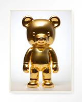 Urban Cotton Wandkleed 'Golden Teddybear' 145 x 190cm in Floating Frame - off white