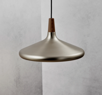 Hanglamp woonkamer zilver hout 'Nori 39' E27 fitting walnoothout 390mm DFTP