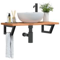 Badkamer wandschap staal en massief beukenhout