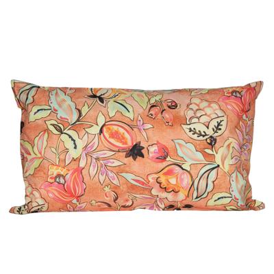 Sierkussen voor binnen en buiten - wild flowers - terracotta - 30 x 50 cm - tuinkussen