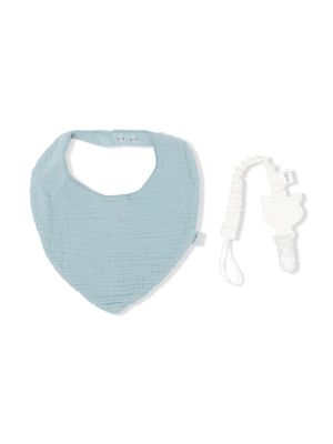 TEDDY & MINOU ensemble bavoir-attache à fini texturé - Bleu