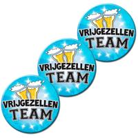 XL button Vrijgezellen Team - 6x stuks - blauw - vrijgezellenfeest - accessoires
