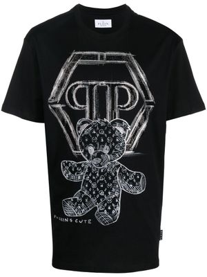 Philipp Plein t-shirt à logo strassé - Noir