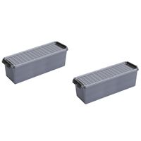 2x stuks opbergboxen/opbergdozen 1,3 liter kunststof metallic/zwart