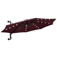 VidaXL Wandparasol met led&apos;s 300 cm bordeauxrood