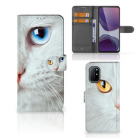 OnePlus 8T Telefoonhoesje met Pasjes Witte Kat