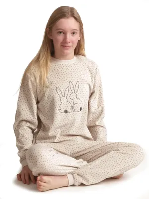 Cocodream velours meisjes pyjama - Rabbit - Warme winter pyjama