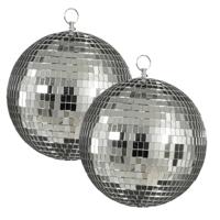 Grote discobal kerstballen - 2x - zilver - 20 cm - foam - spiegelbol - kerstversiering - thumbnail