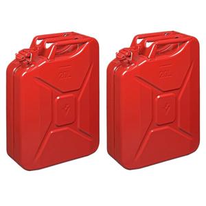 Pro Plus Metalen jerrycan in het rood - 2x - 20 Liter - geschikt voor brandstof