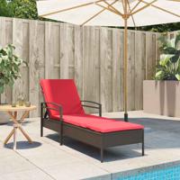 Ligbed met kussen bruin 63x200x81 cm poly rattan (alleen VS)