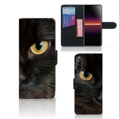 Sony Xperia L4 | Telefoonhoesje | Met pasjeshouder | Zwarte Kat