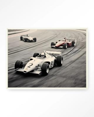 Urban Cotton Wandkleed 'Race Track' 145 x 190cm in Floating Frame - off white